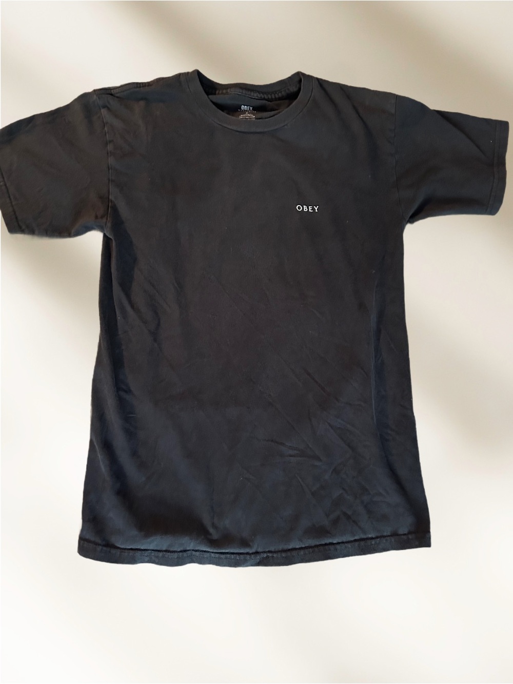 Obey Black Short-Sleeve Tee with Small White Chest Logo